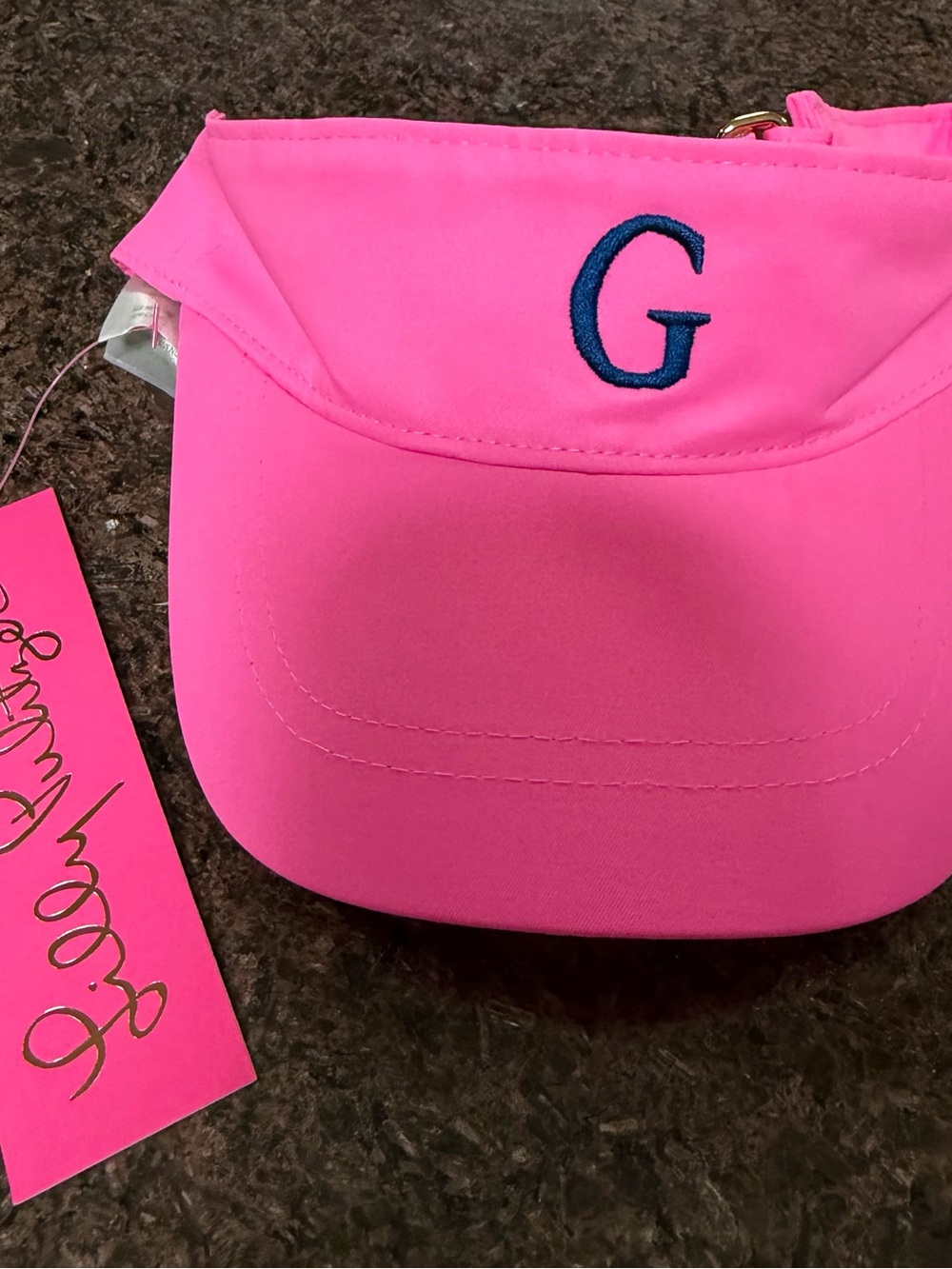 Lilly Pulitzer Hot Pink Visor with Navy G Monogram